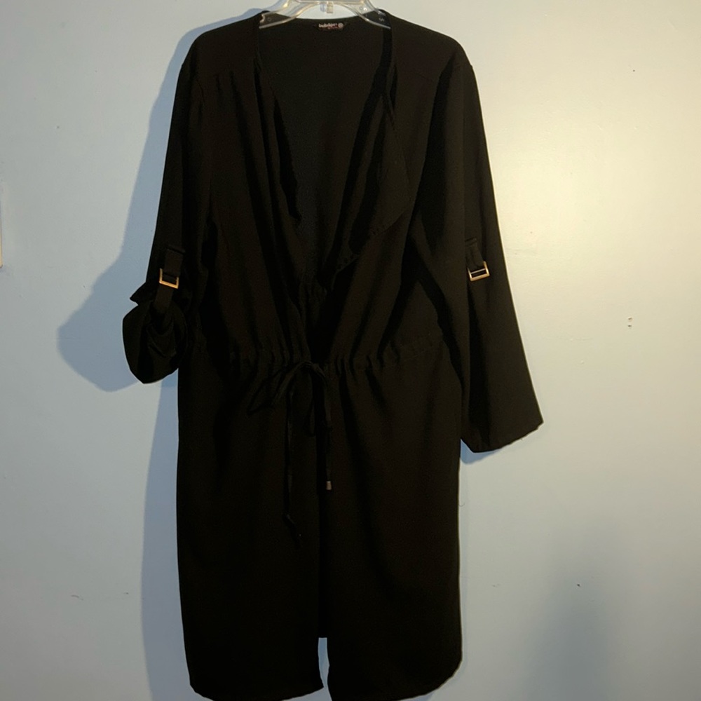Indulgence by stylz black long plus size duster lightweight jacket size 2x